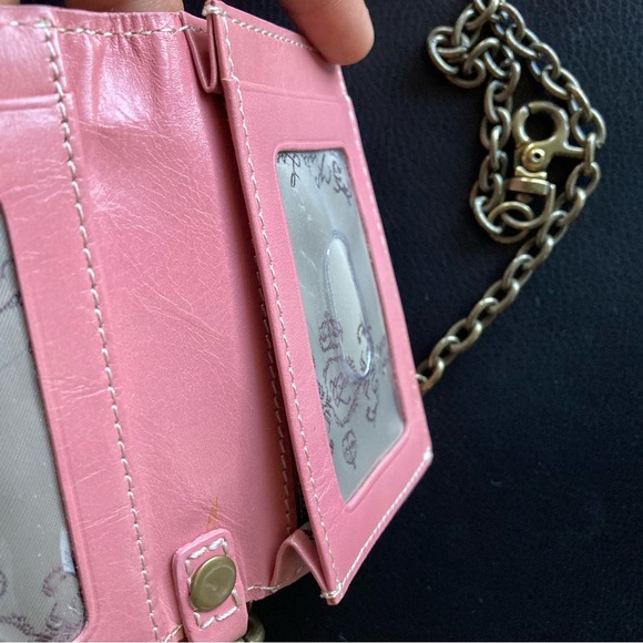 Kate Landry wallet bifold with chain pink ID Card Holder - Picture 5 of 8